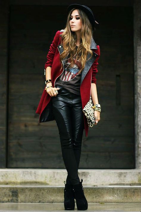 Black & Red || Rockstars & Rebels ❤ www.swipenshop.nl ❤ Winter Deep, Top Fashion Bloggers, Soft Winter, Pastel Outfit, Mode Boho, Style Rock, Glam Look, Fashion Friday, Rocker Style