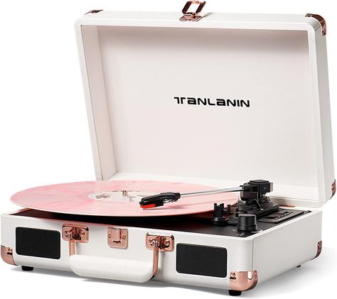 Amazon.com: Vinyl Record Player Bluetooth Vintage 3-Speed Portable Suitcase Turntables with Built-in Speakers, Belt-Driven LP Player Support USB Recording AUX-in RCA Line Out Headphone Jack, White : Electronics Lp Player, Recording Headphones, Teen Gift Guide, Turntable Vintage, Suitcase Record Player, Turntable Record Player, Audio Store, Multimedia Speakers, Vintage Record Player