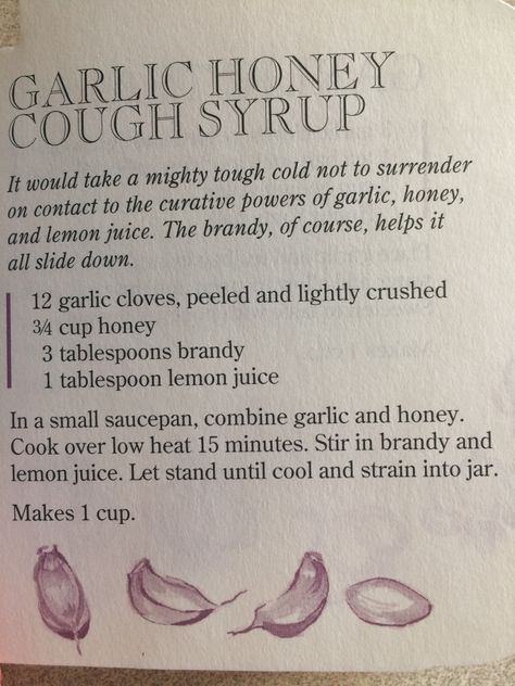 Natural Cough Remedies For Kids, Honey Cough Syrup, Cough Remedies For Kids, Medicinal Herbs Remedies, Garlic Honey, Herbal Medicine Recipes, Natural Antibiotic, Herbal Remedies Recipes, Medical Herbs