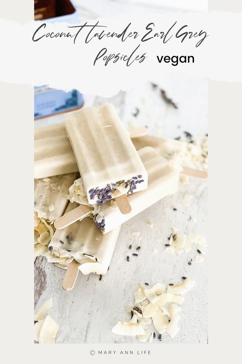 It's too hot to enjoy earl grey tea with lavender and coconut during Houston's summers. These popsicles are refreshing, and dreamy! Recipe Coconut Milk, Tea Popsicles, Vanilla And Lavender, Lavender Earl Grey, Vegan Popsicles, English Summer, It's Too Hot, Raw Desserts, Popsicle Recipes