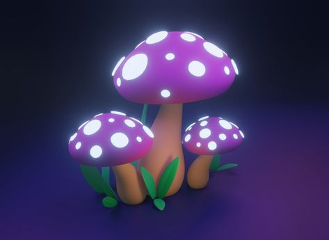 3d mushrooms in blender Blender 3d Environment, Mushroom 3d, Cute Blender 3d, Blender Game Assets, 3d Forest Environment, Stylised Forest 3d, Neon Jungle, Blender Models, Digital Sculpting