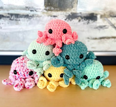 Sew Octopus, Octopus Crochet Pattern Free, Chenille Crochet, Sell Crochet, Invisible Decrease, Crochet Hdc, Octopus Crochet, Octopus Crochet Pattern, Felt Eyes