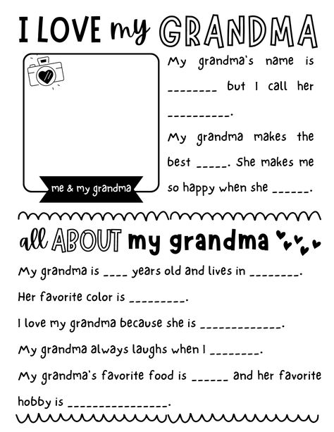 #1 Free Mothers Day Grandma Questionnaire Printable All About Grandma, All About My Grandma, Grandma Printable, Gift Idea For Grandma, Mothers Day Grandma, I Love My Grandma, Grandma Names, Adoptive Mom, Sweet Gift Ideas