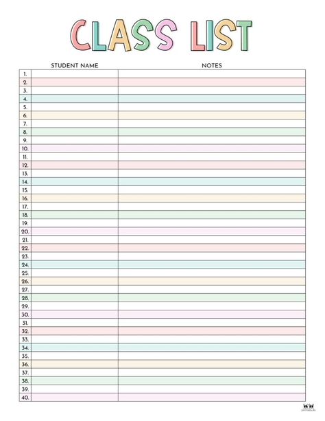 Choose from 12 different class list templates including 2 for Valentine's Day to keep track of all of your students. 100% FREE. Print from home. Class Roster Template Free, Class List Template Free Editable, Class List Template, School Nurse Office Decorations, Teacher Planner Templates, Teacher Printables, School Nurse Office, General English, Free Calendars