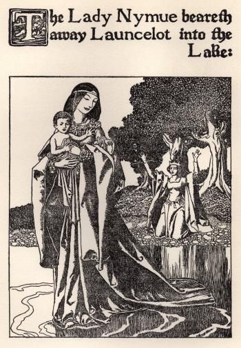 Lake Illustration, Sir Lancelot, Howard Pyle, The Lady Of Shalott, Lady Of The Lake, Arthurian Legend, King Arthur, Ethereal Beauty, The Lady