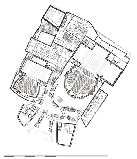 christian de portzamparc plans casarts theater in casablanca Theatre Plan, Theater Plan, Christian De Portzamparc, Auditorium Design, Theater Architecture, Rehearsal Room, Casablanca Morocco, Rem Koolhaas, Reading Library