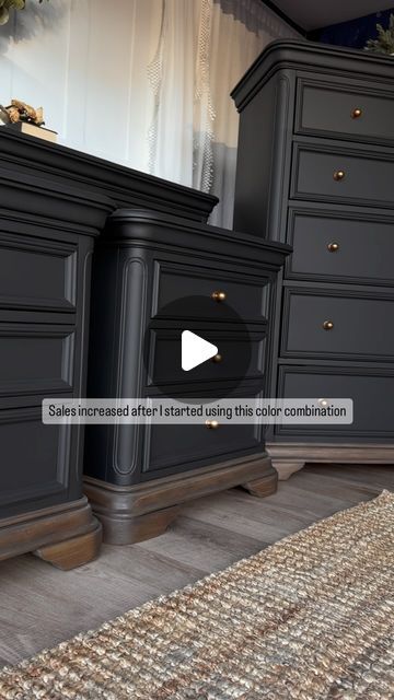 Angelina & Tom | Furniture Refinishing 🖌️ on Instagram: "It’s true! Black is a classic choice, and adding a stained bottom base gives it a unique twist. I search for a particular style, and the hardware is versatile and complements everything.
•Follow for tips and inspiration 😍
📍

📍

📍

📍

📍
#Furniture #FurnitureFlipping #Refurbish #FurnitureDesign #DIYFurniture #PaintedFurniture #Modernhome #furnituremakeover #ThriftedFurniture #thrifted #BossBabe #VeteranOwned #utah" Diy Buffet Cabinet, Diy Buffet, Thrifted Furniture, Furniture Dressers, Black And White Furniture, Black Painted Furniture, Refinish Furniture, Bedroom Furniture Makeover, Staining Cabinets