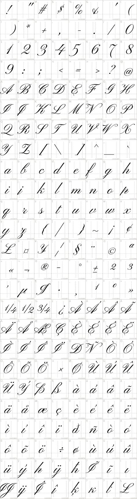 pinyon-script.regular.character-map-1 Cursive Handwriting Styles Alphabet, Pinyon Script, Euphoria Script, Script Alphabet, Digital Calligraphy, Cursive Calligraphy, Logo Design Inspiration Creative, Calligraphy Text, 1001 Fonts