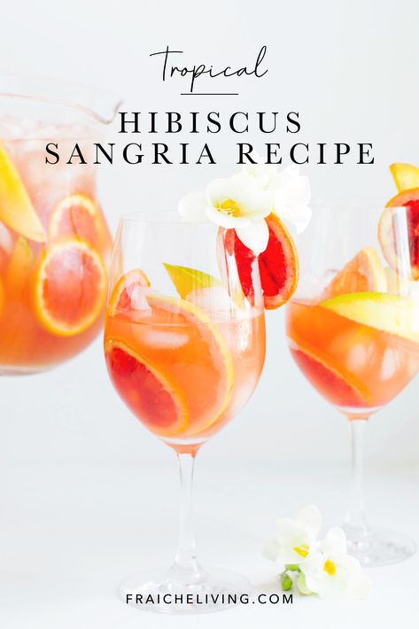 sangria
wine
fruit
lemons
flowers
drink
alcohol Hibiscus Sangria, Pinot Grigio Sangria, Tropical Sangria Recipe, Tequila Sangria, Mango Sangria, Tropical Sangria, Easy Sangria Recipes, Fraiche Living, Lime Drinks