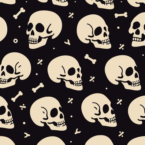 minimal seamless pattern with beige skulls on a black background Zepeto Item, Skull Pictures, Skull Wallpaper, Repeat Pattern, Repeating Patterns, Black Background, Seamless Pattern, Black Backgrounds, A Black