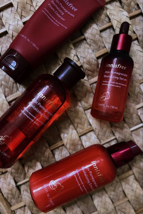 Red Skincare, Cherry Products, Burgundy Aesthetic, Pomegranate Oil, Pomegranate Seed Oil, Skincare Packaging, Color Vibe, Skincare Aesthetic, Makeup Obsession