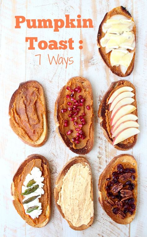 Pumpkin Toast, Pumpkin Spread, Cream Of Pumpkin Soup, Pumpkin Yogurt, Halloween Breakfast, Pumpkin Breakfast, Fall Brunch, Avocado Toast Recipe, Toast Toppings