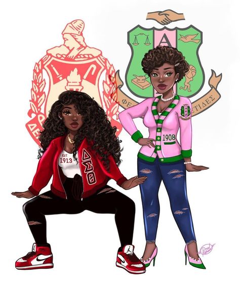 🌻 Afro Disney 🌻 on Instagram: “"Yesterday was Founders day for the ladies of Alpha Kappa Alpha Sorority Inc.💖💚" 🖼 Art by @drewkahuna 🌷 @MuseumofBlackArt - Representation…” Alpha Kappa Alpha Founders, Sorority Pictures, Alpha Kappa Alpha Sorority Paraphernalia, Twa Styles, Sorority Art, Alpha Art, Aka Sorority, Greek Shirts, Founders Day