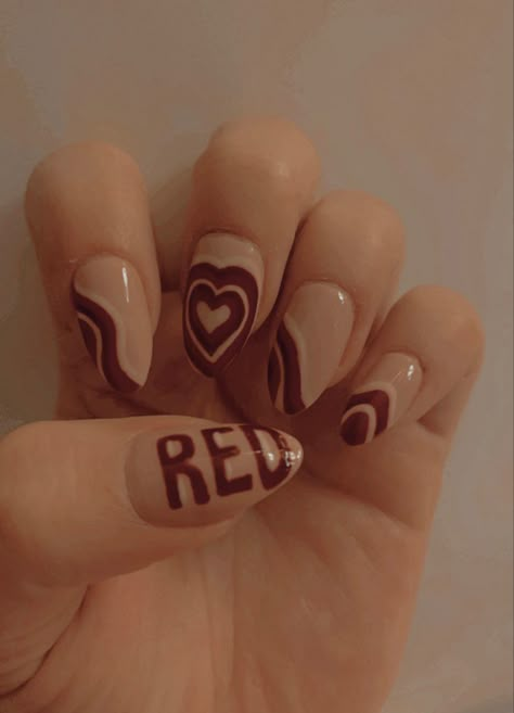 Eras Tour Nail Ideas Red, Taylor Swift Red Album Inspired Nails, Taylor Swift 22 Nails, Taylor Swift Nails Red Era, Red Era Nails Taylor Swift, Lovejoy Inspired Nails, Red Eras Tour Nails, Taylor Swift Red Nails Inspired, Taylor Swift Red Era Nails