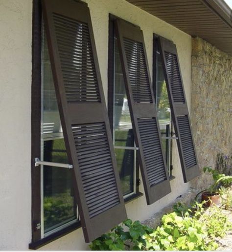 Bahama Shutters Exterior, Diy Bahama Shutters, Awning Diy, Bermuda Shutters, California Shutters, Bahama Shutters, Pergola Diy, Window Awning, House Shutters