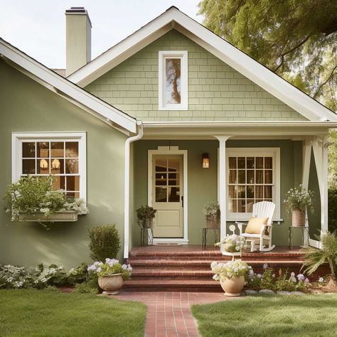 10+ Popular Colors Setting the Trend for House Exteriors • 333+ Art Images Color Houses Exterior, Chartreuse House Exterior, Sage Color House Exterior, Exterior Colors For Small Houses, Colorful Houses Exterior Bright, Bright Green Exterior House Colors, 1940s House Exterior Paint Colors, Yellow Exterior House, Bold House Colors Exterior