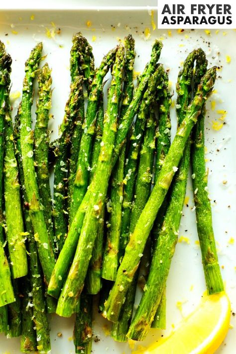 This easy Air Fryer Asparagus has the perfect tender-crisp bite and is ready (prep time and all) in just 10 minutes! It’s a healthy and quick vegetable side dish perfect for weeknight dinners yet elegant enough for a dinner party! Top it off with a squeeze of lemon and a fresh grating of parmesan cheese for an extra special touch! Air Fryer Asparagus, Vegetable Casserole Recipes, Vegetable Side Dish, Vegetable Side Dishes Recipes, Easy Veggie, Vegetable Casserole, Easy Air Fryer, Fresh Asparagus, Vegetable Side