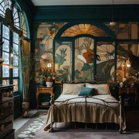 Clawfoot Tub Ideas, Art Nouveau Bedroom, Vintage Eclectic Home, Clawfoot Tubs, Art Deco Bedroom, Tub Ideas, Deco Bedroom, Relaxing Bedroom, Fantasy House