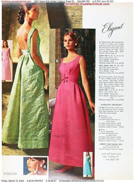 1967 Sears Fall Winter Catalog, Page 52 - Catalogs & Wishbooks Mystery Outfit, 60s Formal Dress, Late 60s Fashion, Period Dresses, 80s Clothes, 70s Clothes, 90 Style, Red Evening Gowns, Fashion Decades