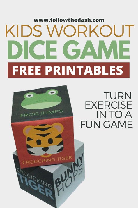 Free Printable Kids Workout Dice Game Workout Dice, Activity Dice, Kids Workout, School Survival Kits, Health Game, Printable Toys, Card Workout, Printables Free Kids, Art Therapy Activities