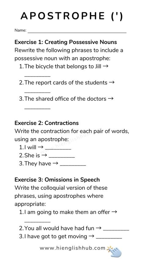 Apostrophe (’) Definition, Rules, And Examples (Bonus Worksheet) - Hi English Hub Apostrophe Examples, Apostrophe Rules, Possessive Apostrophe, Tenses Chart, Possessive Nouns, Singular Nouns, Possessive Pronoun, Quote Mark, Common Nouns