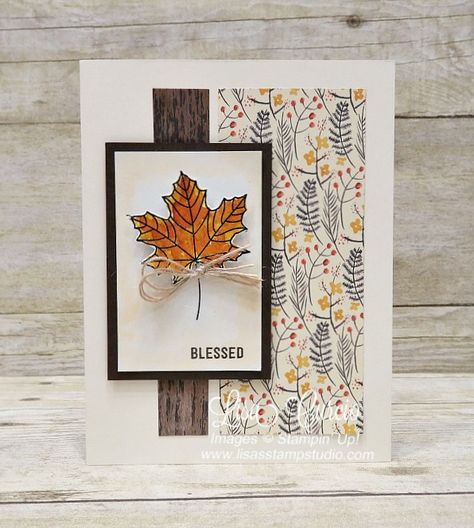 Blessed Colorful Seasons Colors Of Autumn, Leaf Cards, Step Cards, Autumn Leaf, Thanksgiving Cards, Card Making Techniques, Fall Cards, Card Layout, Halloween Cards