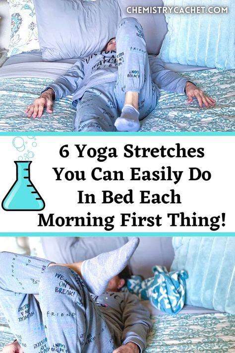 Stretches To Do In Bed, Bed Yoga Poses, Stretches Before Bed, Morning Stretches Routine, Daily Stretching Routine, Simple Stretches, Bed Yoga, Wake Up Yoga, Restorative Yoga Poses