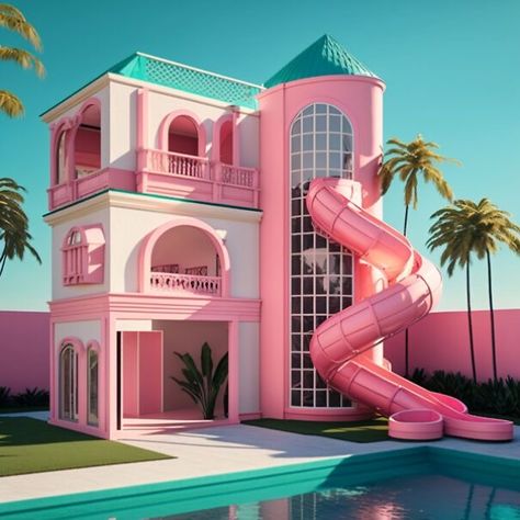 Dream Townhouse, Barbie The Movie 2023, Tropical Core, Barbiecore Aesthetic, Real Barbie, Barbie Summer, Barbie Halloween, Paradise Cove, Barbie Theme