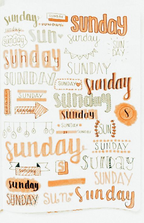 Sunday Title Ideas, Sunday Handlettering, Bullet Journal Headers, Cute Writing, Bullet Journal Ideas Templates, Bullet Journal Font, Creating A Bullet Journal, Bullet Journal Banner, Journal Fonts