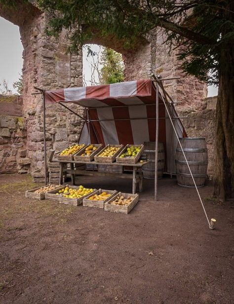 Medieval Market Stall 01 Fantasy Market Stall, Medieval Merchant Aesthetic, Midevil Market, Medieval Market Stall, Market Medieval, Medieval Marketplace, Fantasy Market, Medieval Shop, Medieval Props