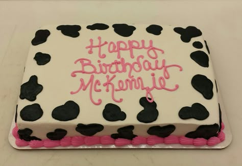 Easy Cow Print Cake, Cow Themed Sheet Cake, Cowprint Birthday Cakes, Cow Sheet Cake Birthday, Pink Cow Print Birthday Cake, Cow Print Cakes Birthday, Birthday Cake Cow Print, Holy Cow Im One Birthday Girl Cake, Cow Print Sheet Cake