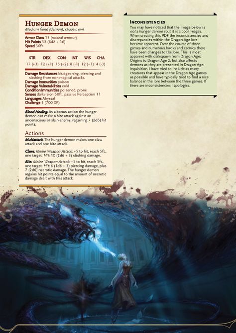 dnd-5e-homebrew: Dragon Age Demons Part 2 by Emmetation D D 5e Homebrew, Dnd Enemies, Homebrew Monsters, 5e Monsters, Dnd Stats, Dnd Monster, Dnd Creatures, Monster Manual, Dungeons And Dragons Memes