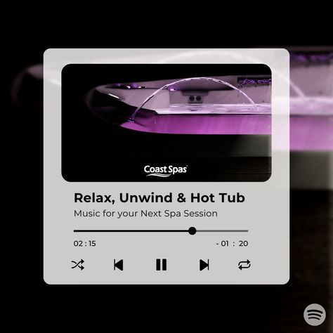 Looking for the perfect playlist for your next spa session? Try our new Relax, Unwind & Hot Tub Spotify Playlist! Featuring easy listening songs to help you enjoy your Coast Spa. Listen at spoti.fi/3yqDV4C To check out our new playlists go to Spotify and search 'Coast Spas' under profiles. Then click on our profile and start enjoying some new music! #CoastSpas #SpotifyPlaylists ⁠ Perfect Playlist, Swim Spa, Easy Listening, Spa Hot Tubs, Spotify Playlist, New Music, Soundtrack, Hot Tub, Spa