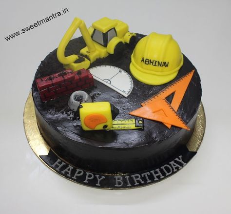 Cake For Civil Engineer, Civil Engineer Cake Design, Engineer Cake Design, Engineer Cake, Architecture Cake, Happy Birthday Clip Art, Birthday Cake Writing, Construction Cake, New Birthday Cake