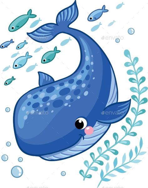 Whale Drawing, Cartoon Sea Animals, Sea Drawing, Cartoon Whale, Cartoon Fish, Fish Vector, Sea Theme, Blue Whale, Art Drawings For Kids