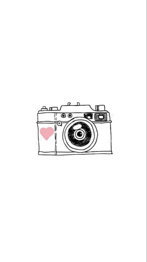 Camera Aesthetic Icon, Camera Drawing Simple, Camera Drawing Art, Vintage Camera Tattoos, Camera Tattoo Design, Camera Tattoos, Camera Illustration, Pink Camera, Camera Wallpaper