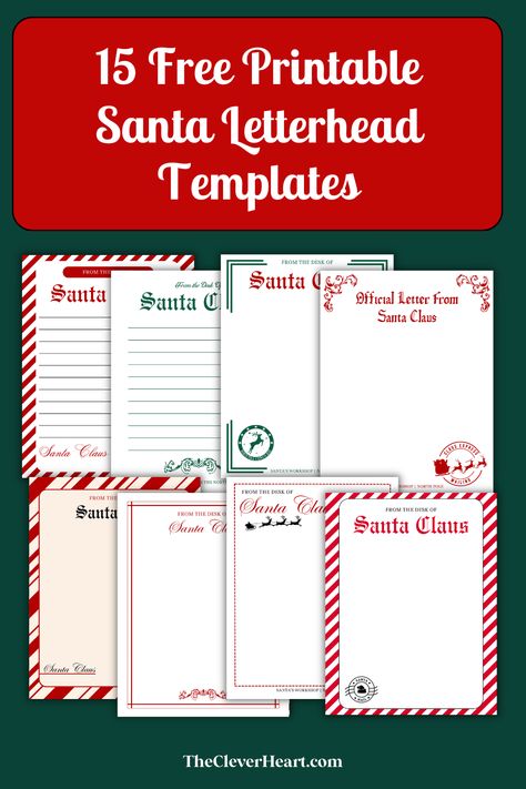 15 Free Printable Santa Claus Letterhead Templates - The Clever Heart Christmas Letter Template Free, Santa Claus Letterhead, Santa Claus Letter Template, Free Santa Letter Template, Santa Letterhead, Free Printable Santa Letters, Christmas Letterhead, Free Letters From Santa, Printable Santa Claus