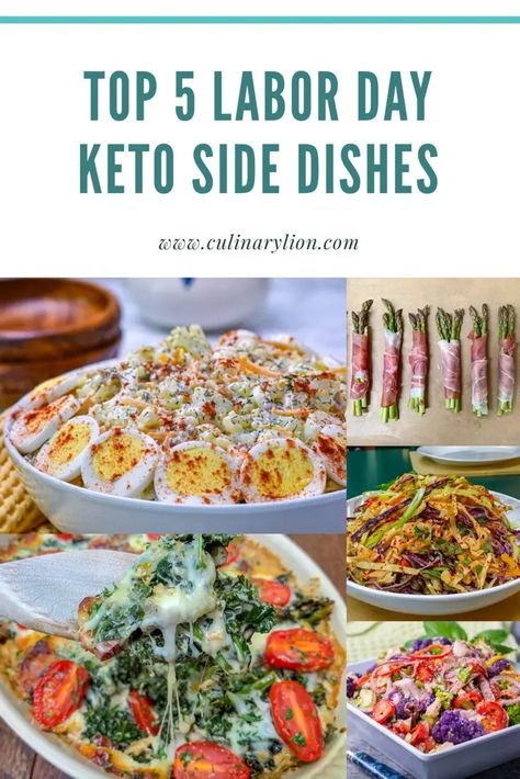 Top 5 Labor Day Low Carb Side Dishes - Culinary Lion Carb Side Dishes, Labor Day Party, Low Carb Side, Party Side Dishes, Keto Board, Bacon Cauliflower, Cauliflower Potatoes, Keto Dishes, Keto Side