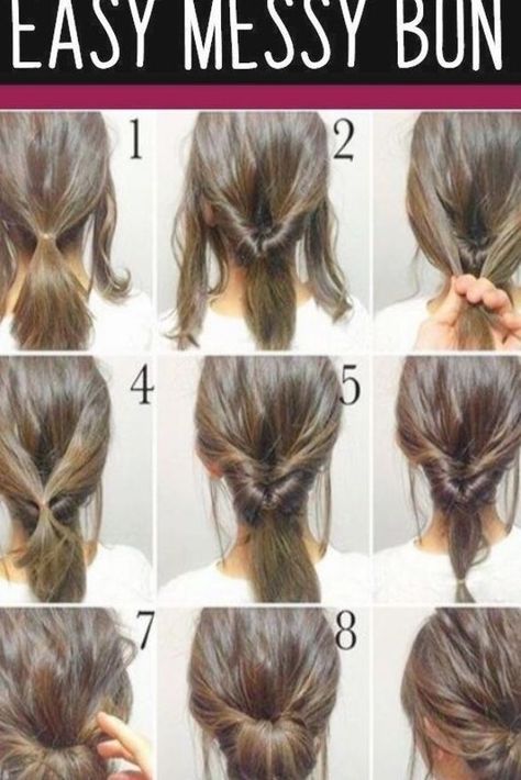 Easy Messy Bun Hairstyles, Messy Bun Anleitung, Wedding Hairstyle Ideas, Easy Messy Bun, Women Haircuts Long, Bun Tutorials, Messy Bun Tutorial, Messy Updo, Long Hair Updo