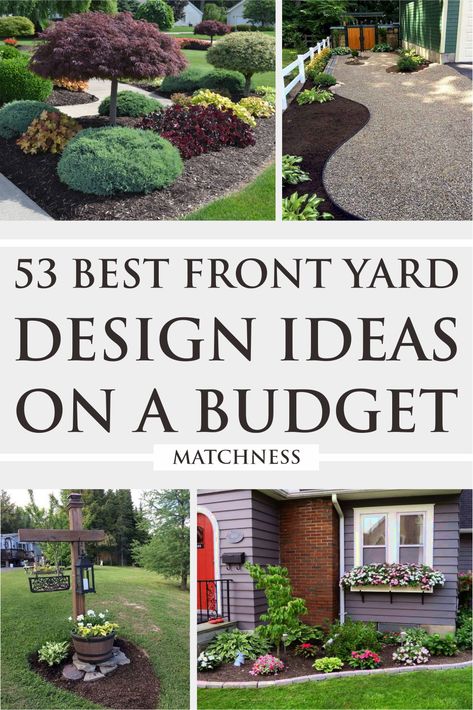 53 Best Front yard Design Ideas on a Budget Frontyard Landscape Ideas House, Landscape Design For Farmhouse, Front Yard Landscaping Ideas Ranch House, Ranch House Landscaping Ideas, Front Entryway Garden Ideas, Front Entryway Landscape Ideas, Ranch Landscape Ideas Front Yard, Lawn Decor Ideas Front Yards, Front Yard Garden Ideas Simple