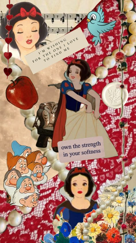 #snowwhite #snow #wallpaper Snow White Wallpaper, Snow Wallpaper, White Journal, Disneyland Princess, White Collage, Disney Princess Images, Disney Iphone, Disney Collage, Fairytale Fantasies