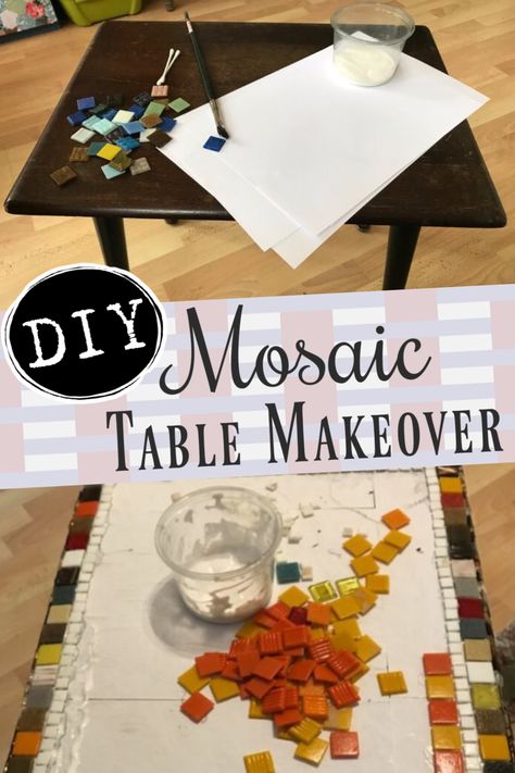 Give that plain and drab table a makeover with mosaics!  Add color and pizzaz to your home decor!  Recycling old furniture allows you to customize them to fit your style and home decor ideas.  #howto #diy #diys #craft #crafts #crafting #mosaics #handmade #homedecor #decor #makeover #makeovers #redo #repurpose #reuse #recycle #recycling #upcycle #upcycling #unique #furniture #furnituremakeover #furnitureredo #thrifting #thriftstore | sponsored Mosaic Coffee Table Ideas, Diy Mosaic Table Top, Decor Makeover, Vintage Coffee Tables, Recycling Crafts, Mosaic Coffee Table, Old Coffee Tables, Mosaic Tray, Diy Table Top