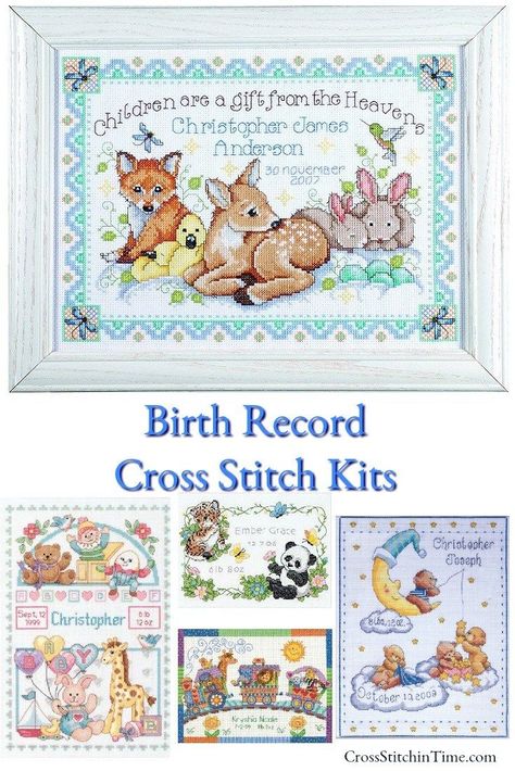 Birth Record Cross Stitch Sampler Kits<br>#crossstitch #birthrecord #crossstitchkits<br> Record Cross Stitch, Birth Cross Stitch, Birth Announcement Cross, Birth Records, Baby Cross Stitch Patterns, Stitch Sampler, Baby Cross, Cross Stitch Baby, Cute Cross Stitch