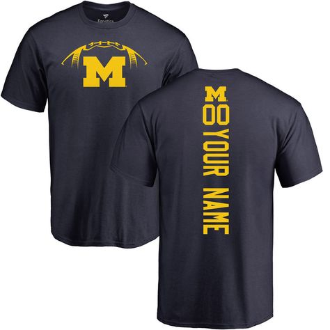 Michigan Wolverines Football Personalized Backer T-Shirt - Navy Football Tshirt Designs, Spirit Wear Designs, School Spirit Shirts Designs, Football Shirt Designs, Football Spirit, Senior Football, Sports Tshirt Designs, Michigan Wolverines Football, Wolverines Football