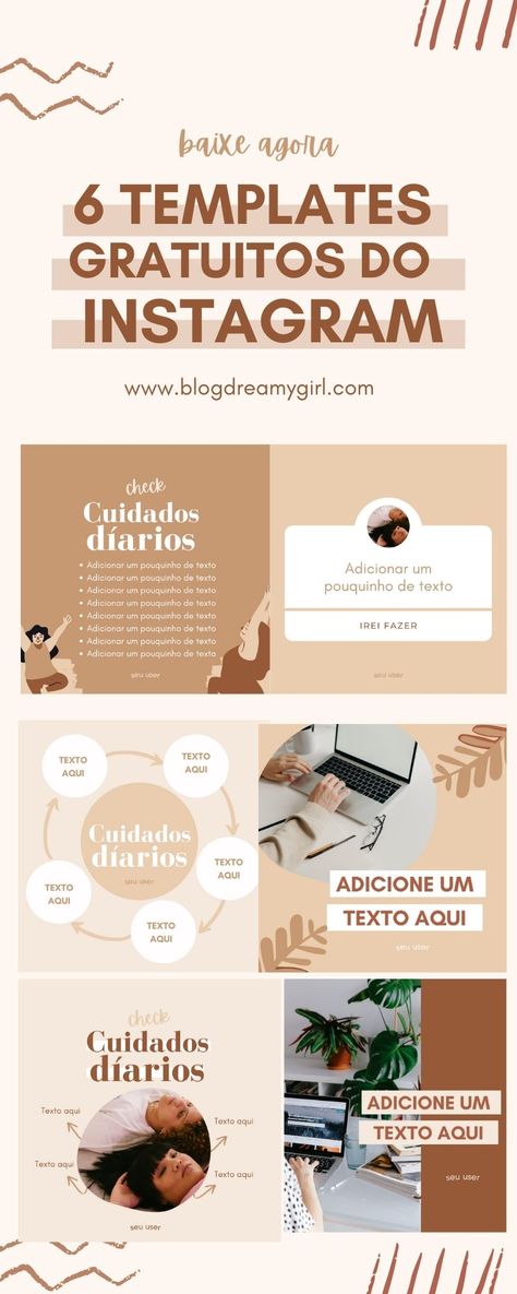 5 apps gratuitos de criação de imagens para o Instagram | Dreamy Girl Feed Insta, Facebook Layout, Instagram Template Design, Instagram Algorithm, Instagram Marketing Tips, Pinterest Templates, Instagram Feed Inspiration, Templates Instagram, Template Instagram