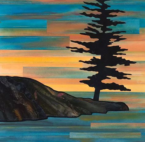 Gloria Loughman - Quilt Artist | Norfolk Island Quilts Northern Lights Quilts, Simple Landscape Design, Ocean Quilt, Turtle Quilt, Tiled Quilt, Landscape Art Quilts, Quilt Studio, Abstract Quilt, Landscape Quilt