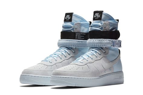 Nike SF-AF1 Blue Tint Grey Black | HYPEBEAST Blue Cyberpunk, Cyberpunk Shoes, Tech Shoes, Nike Sf Air Force 1, Nike Sf Af1, Nike Sf, Air Force 1 High, Air Force One, Hype Shoes