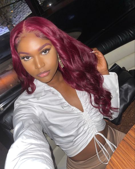 Burgundy hair, burgundy eyebrows, on dark skin women Burgundy Eyebrows Black Women, Burgundy Hair And Eyebrows, Red Eyebrows Black Women, Burgundy Hair On Dark Skin, Burgundy Eyebrows, Fuchsia Hair, Red Eyebrows, Hair Burgundy, Hair Color For Dark Skin