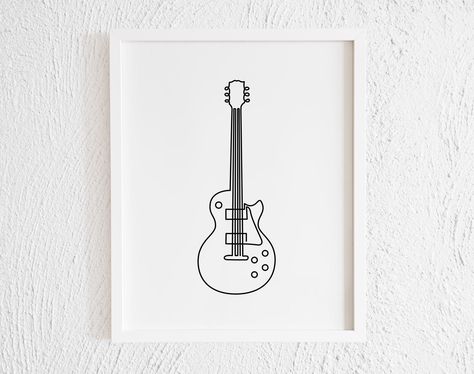 Gibson Tattoo, Minimalist Guitar Tattoo, Minimalistic Guitar Tattoo, Gibson Les Paul Tattoo, Les Paul Tattoo, Guitar Line Drawing, Guitar Line Art, Electric Guitar Tattoo For Men, Guitar One Line Drawing