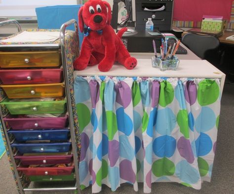 Classroom Setup: Three Hours and Done! | DIY shower curtain - Scholastic.com Curtain Ideas Diy, Bookshelf Curtains, Classroom Bookshelf, Dr. Suess, Classroom Decor Middle, Middle School Classroom Decor, Diy Classroom Decorations, Classroom Decor High School, Kindergarten Classroom Decor